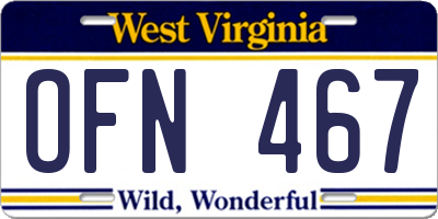 WV license plate OFN467
