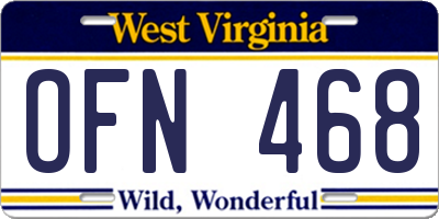 WV license plate OFN468