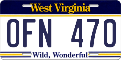 WV license plate OFN470