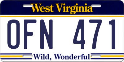 WV license plate OFN471