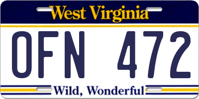 WV license plate OFN472