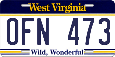 WV license plate OFN473