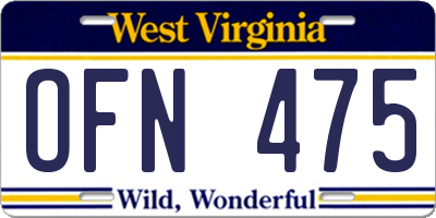 WV license plate OFN475