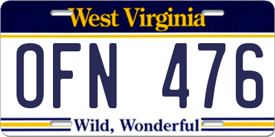 WV license plate OFN476