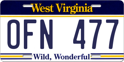 WV license plate OFN477