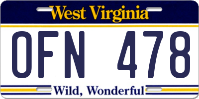 WV license plate OFN478