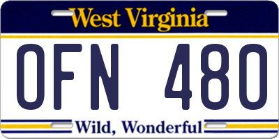 WV license plate OFN480