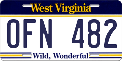 WV license plate OFN482