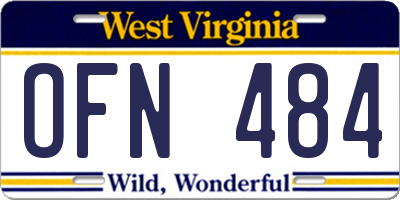 WV license plate OFN484