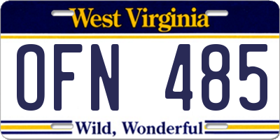 WV license plate OFN485