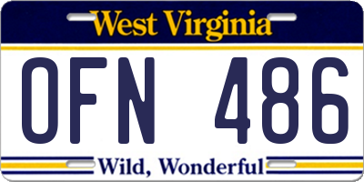 WV license plate OFN486
