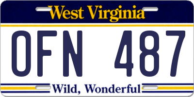 WV license plate OFN487