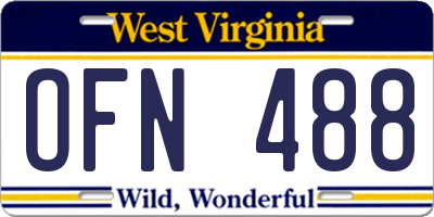 WV license plate OFN488