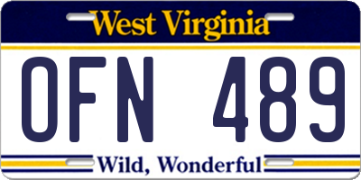 WV license plate OFN489