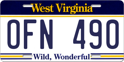 WV license plate OFN490