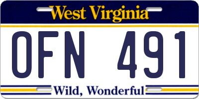 WV license plate OFN491