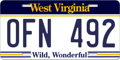 WV license plate OFN492