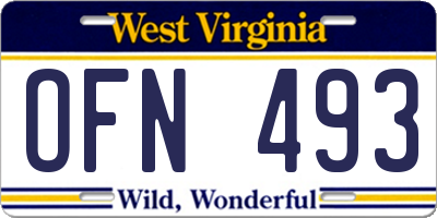 WV license plate OFN493