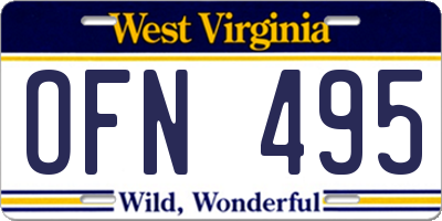 WV license plate OFN495