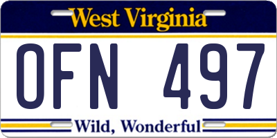 WV license plate OFN497