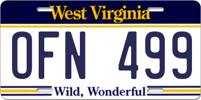 WV license plate OFN499