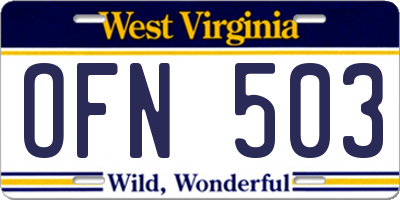 WV license plate OFN503