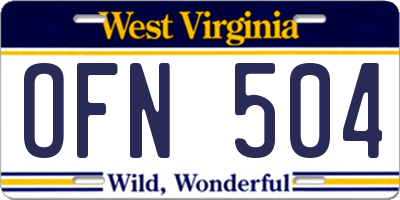 WV license plate OFN504