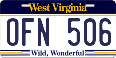 WV license plate OFN506