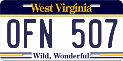 WV license plate OFN507