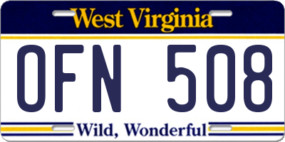 WV license plate OFN508