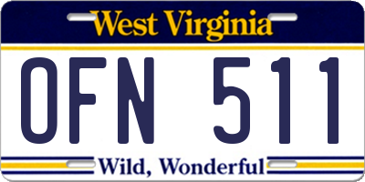 WV license plate OFN511