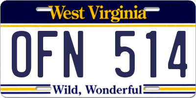 WV license plate OFN514