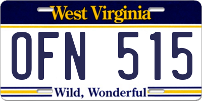 WV license plate OFN515