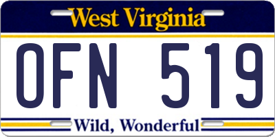 WV license plate OFN519