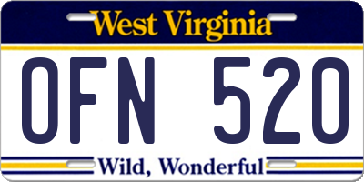 WV license plate OFN520