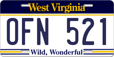 WV license plate OFN521