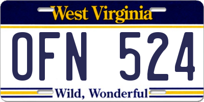 WV license plate OFN524