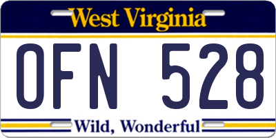 WV license plate OFN528