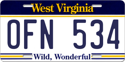 WV license plate OFN534