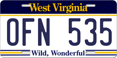 WV license plate OFN535
