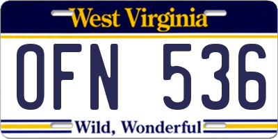 WV license plate OFN536