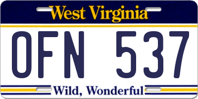 WV license plate OFN537