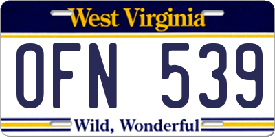 WV license plate OFN539
