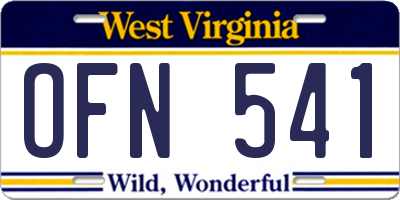 WV license plate OFN541
