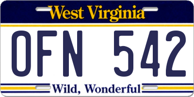 WV license plate OFN542