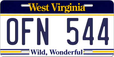 WV license plate OFN544