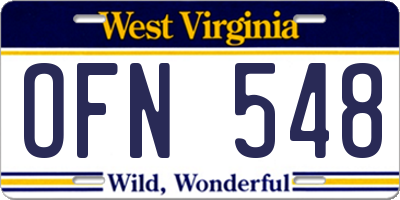 WV license plate OFN548
