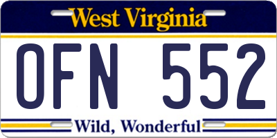 WV license plate OFN552