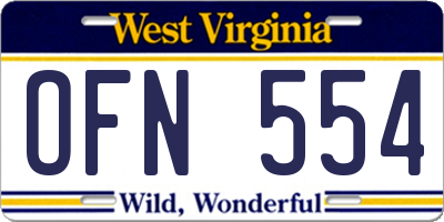 WV license plate OFN554