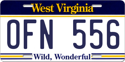 WV license plate OFN556